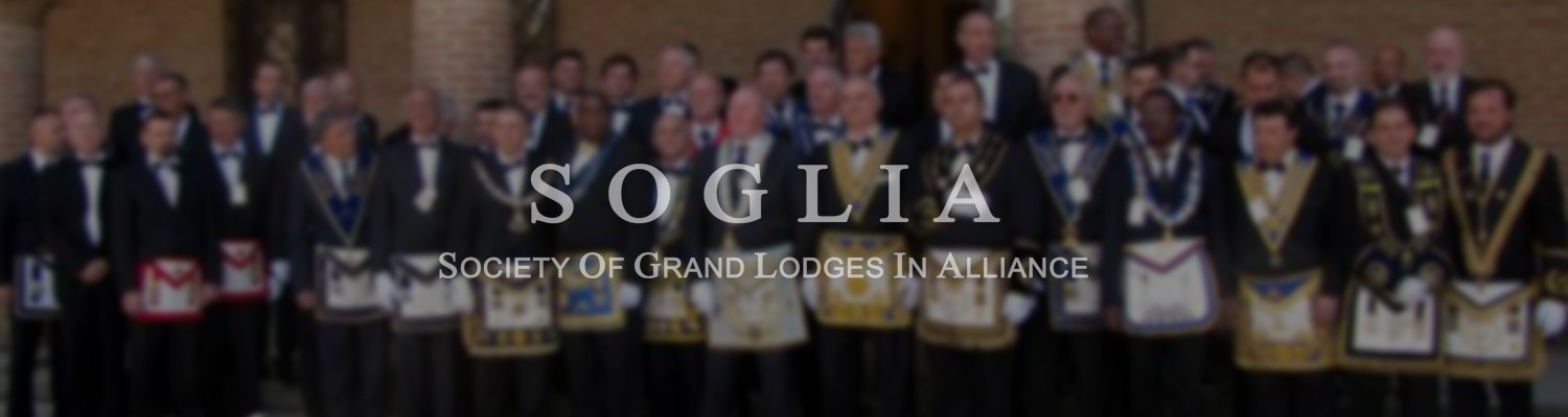 Brethren of SOGLIA in regalia, gathered for a General Assembly group portrait